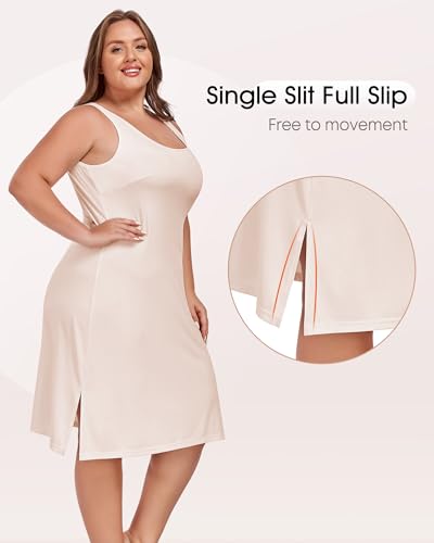 Image of MANCYFIT Plus Size Slip for Women Under Dress Full Slip Tank Top Dress Wide Straps Nightgown
