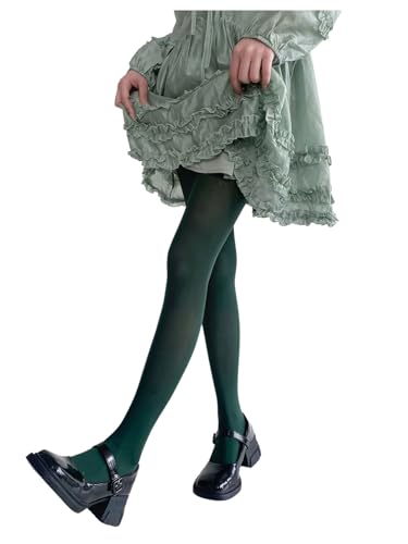 SHENHE Women's Patterned Fishnet Tights High Waist Pantyhose Floral Stockings Opaque Dark Green One-Size