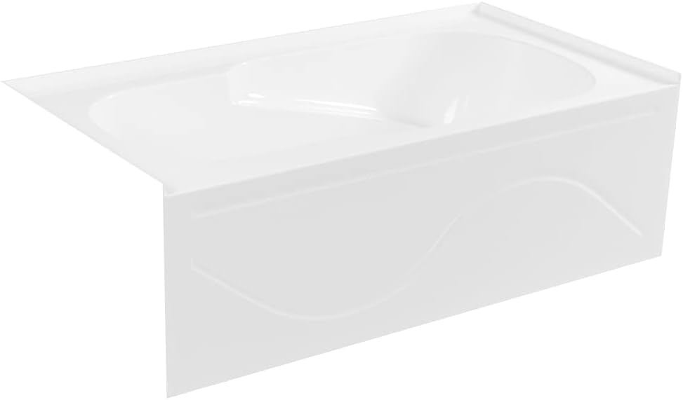 Aqua Eden VTAP603216L 60-Inch Acrylic Anti-Skid 3-Wall Alcove Tub with Left Hand Drain Hole, White