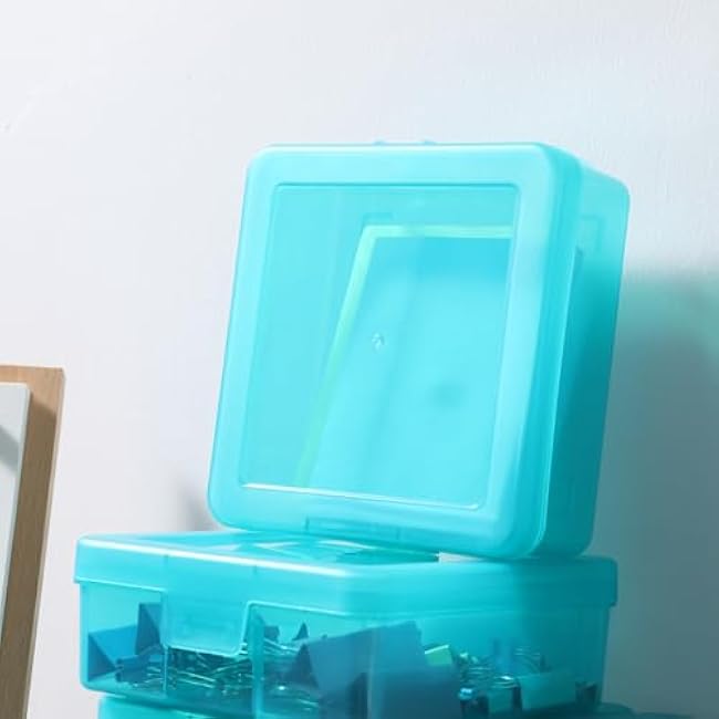 Plastic Storage Box Clear 18 Pack Stackable Storage Bins with Latching Lids Storage to Organize Lego,Crayon, Pencil and Other Small Product (Blue)