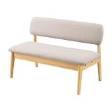 リコメン堂 座面高39cm ゆったりダイニングベンチ 幅110 ベンチ ロータイプ 天然木 ファブリック ダイニング ベンチ 背もたれ 2人掛けベンチ 椅子 ダイニングチェア 食卓椅子 食卓チェア ナチュラル (ファブリックグレー)