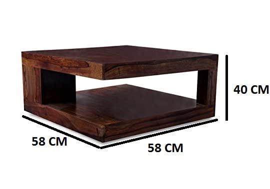 Image of Douceur Furnitures Sheesham Wood Center /Coffee /Tea Table for Living Room /Dinning Room and Hall | Finish:-Natural Brown |