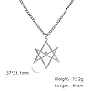 VASSAGO Thelema Unicursal Hexagram Symbol Necklace Stainless Steel 6-Pointed Star Pendant Necklace Vintage Religion Talisman Amulet Jewelry Gift for Men Women, M, Stainless Steel, No Gemstone #5