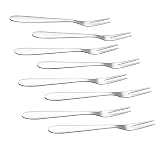 8 Pieces Stainless Steel Forks 2 Prong Tasting Appetizer Forks Mini Fork Set Dessert Pastry Appetize