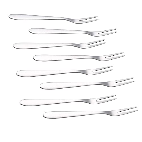 8 Pieces Stainless Steel Forks 2 Prong Tasting Appetizer Forks Mini Fork Set Dessert Pastry Appetizer Forks Fruit Forks For Home Restaurant Buffetstainless Steel Forks #TOP29