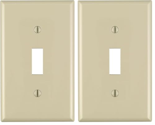 Image of Leviton 80701-I 1-Gang Toggle Device Switch Wallplate, Standard Size, Thermoplastic Nylon, Device Mount, Ivory (Pack of 2)