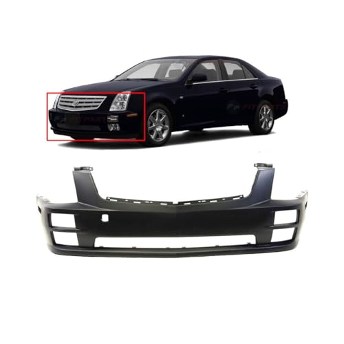 Image of FitParts Compatible with Cadillac STS 2005-2007 Front Bumper Cover | Primed, Without Headlight Washer Holes, Without headlight washer, Ready to Paint, OEM 12335935, GM1000756