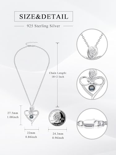 Dorunmo Personalized Photo Projection Necklace 925 Sterling Silver Heart/Celtic Knot/Infinity/Cross Pendant Necklace Jewelry Romantic Gifts for Women4