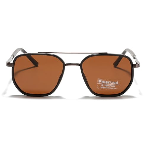 Vintage Polarized Sunglasses for Men Square Frame Metal Sun Glasses Fashion Accessory for Outdoor Double Beam Design4