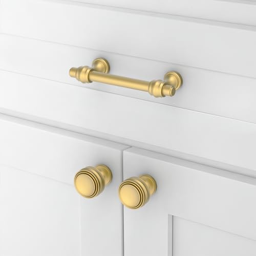 Asimerdeco 10 Pack Brushed Gold Cabinet Pulls 3 Inch(76mm) Kitchen Cupboard Handles Solid Heavy Duty Zinc Alloy Drawer Pulls by Asimerdeco - Used condition - Image 3