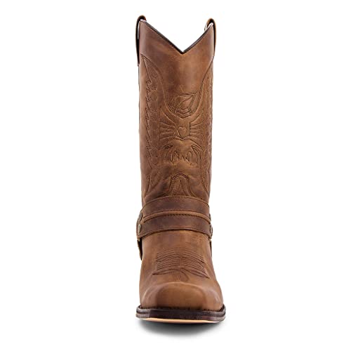 Men's Western Boots Leather Wide Calf Pull On Horse Riding Boots For Men Exotic Men's Motorcycle Boots3