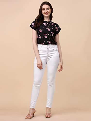 Image of Wedani Women's Casual Short Sleeves Round Neck Foral Regular Fit Top