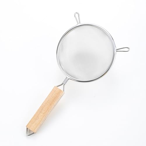 Rtwrsudこし器 ステンレス製 粉ふるい ストレーナー 製菓 ざる ミニ揚げ鍋 油切りざる 取っ手 そば用ざる うどん ラーメン ふるい 水切り 粉ふるい器 メッシュ 細かいメッシュ 穀物/小麦粉/麺に適した キッチン用品 304ステンレス鋼で作られた