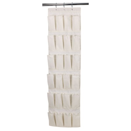 Household Essentials Over The Door 24 Packet Shoe Storage Organizer, Natural Canvas