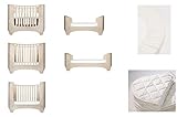 White Wash (bois clair avec grain de bois visible) Leander pour lit bébé et enfant + 1 lot (= 2 pièces) de draps-housses originaux dans la taille bébé + 1 surmatelas de la taille bébé