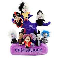 Disney Exclusive Villians Cutesations Complete set of 8 with Tree PLUSH DOLL SET