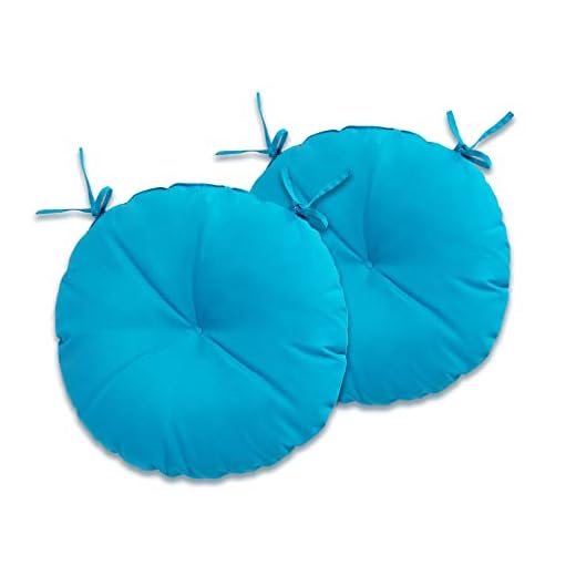 ROSNINIKA 2 Pack Round Bistro Seat Cushions Bistro Chair Cushion Round Cushion Outdoor Chair Cushions with Ties 15x15x4 Inches Ocean Blue