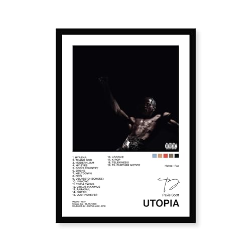 CodersParadise Travis Scott Utopia Wall Poster | 8x12 Inch (A4) Framed Music Artwork, Hanging Wall Decor for Bedroom, Living Room & Home, Album Art for Fans
