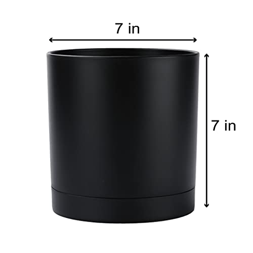 7 Inch Black Planter For Plants With Drainage Hole And Seamless Saucers #TOP2