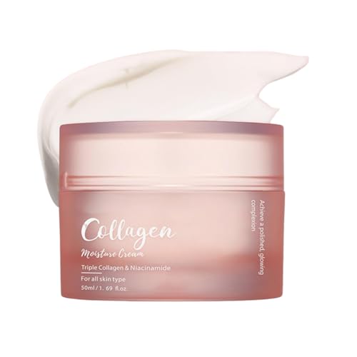 Crema de Colágeno para el Rostro, Gel-Crema Hidratante Ultra-Ligero, Esenciales para el Cuidado de la Piel, Loción Diaria Anti-Arrugas, Luminosa y Rejuvenecida, Apta para Todo Tipo de Piel,50ml