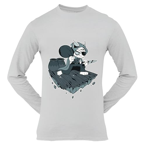 Unique Gift Idea for Cat Lovers Thief Cat Holding a Thief Cat Grey and Muticolor Unisex Long Sleeve T Shirt