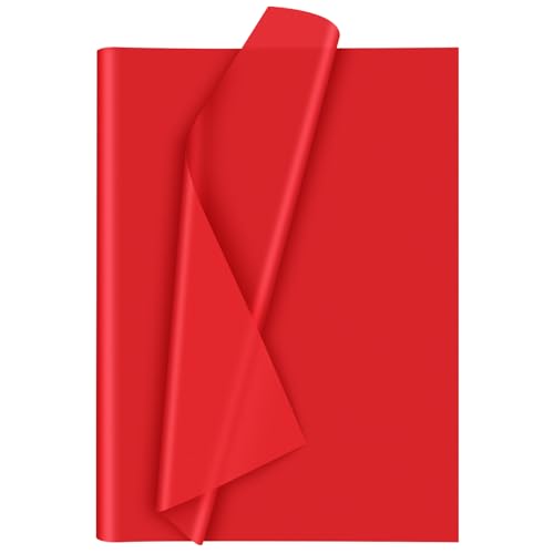 Morcheiong 60 Sheets Red Tissue Paper Art Gift Wrapping Tissue Paper Bulk Gift Wrapping for DIY Art Craft Floral Birthday Christmas Valentine's Day Wedding Party Festival(20 x 14.5 inches /50 x 37cm)
