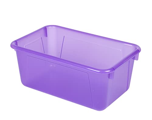 Image of Storex Small Cubby Bins - Plastic Storage Containers for Classroom, 12.2 x 7.8 x 5.1 inches, Candy Violet, 5-Pack (62478A05C)