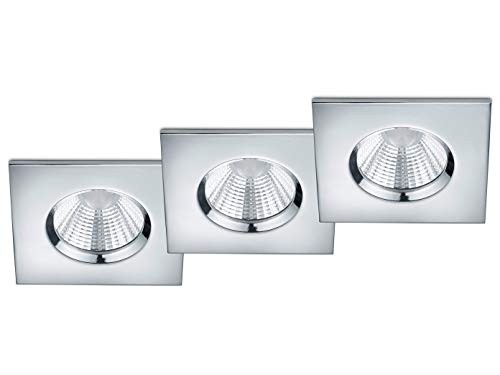 Trio Leuchten 650610306 Zagros - Juego de 3 focos LED empotrables (metal cromado, incluye 3 bombillas LED de 5,5 W)