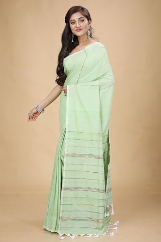 Image of Women's Traditional Bengal Handloom Soft Cotton Khesh Saree