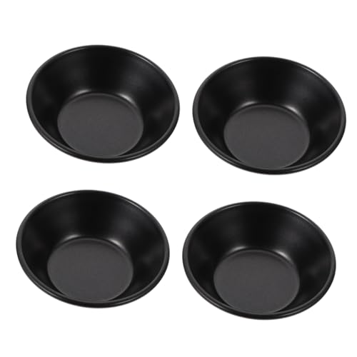 SOLUSTRE 4 piezas Molde para Tartas Mini Antiadherente Negro Acero Resistente al Calor para Cupcakes y Galletas Fácil de Limpiar y Desmoldar