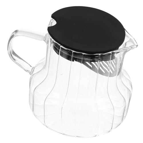 Unomor Glass Coffee Carafe with Lid Pitcher for Brewing Coffee Tea and Infused Water Modern Vertical Stripes Design for Home Gatherings and Daily Use