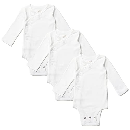 Image of Cozeeme Baby Boys 3 Pack Long Sleeve Side Snap Grow With Me Bodysuit White 0-3 Months