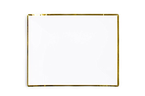 Sugar & Cloth 5.5 Inch Rectangle Dessert Plate, White with Gold Edge, 24 Count