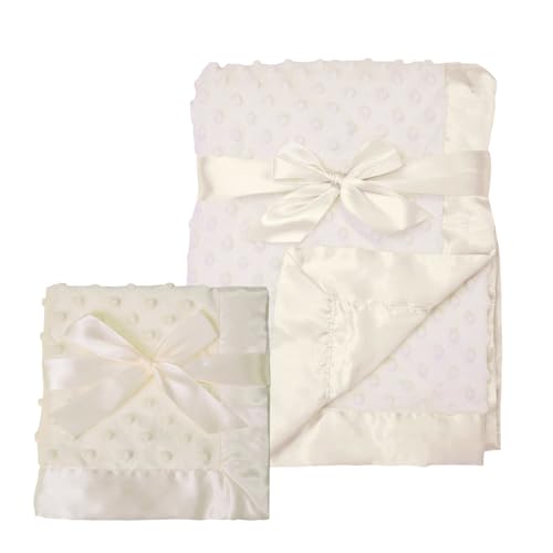 Image of American Baby Company Heavenly Soft Chenille Blanket Set, Receiving Blanket (30 inch x 40 inch) & Security Blanket (14 inch x 14 inch), Warm and Cozy, Cream, for Boys and Girls