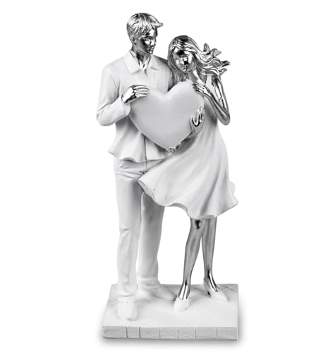 formano Dekofigur Liebespaar mit Herz 27 cm Handbemalt Skulptur Paar Liebe...