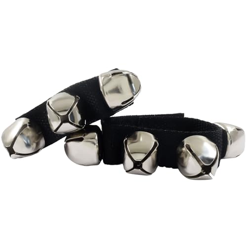 2 Pcs Adjustable Hand Wrist Bells Triggers Musical Tambourine Wrist Shaking Ankle Bells Musical Instruments for Adults Band Performance Dance Decor (Black)