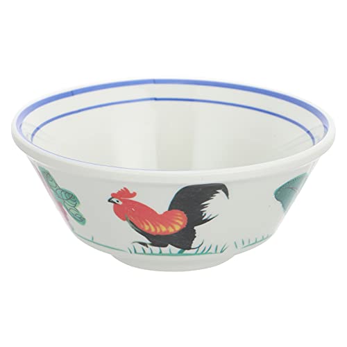 Hemoton Food Containers Large Decorative Serving Bowl: Melamine Japanese Ramen Noodle Bowl Rooster Printed Farmhouse Soup Bowl Food Salad Bowl Dish Asian Rice Bowl S Vintage Decor