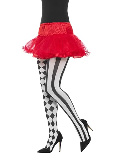Smiffys Harlekin-Strumpfhose Weiß und Schwarz Halloween