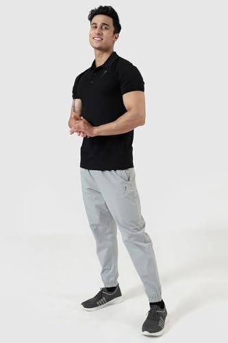 Image of FUAARK Men Slim Fit Pique Aura Polo Tshirt with Short Sleeves & Reflective Chest Logo -