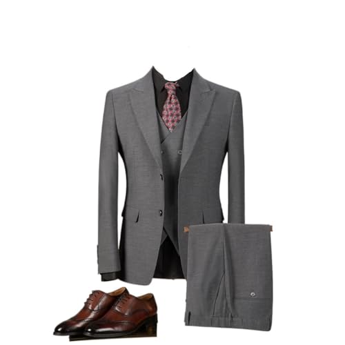 Men's Suit Three-Piece Suit Business Formal Suit Leisure Work Korean Version Slim Groom Suit(XX-Large)