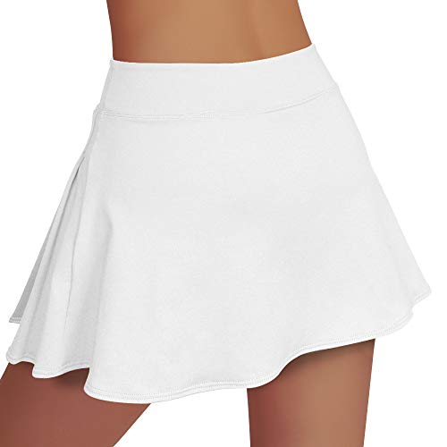 Rainbow Tree Women's Golf Skirt Tennis Skort Pleated With Side Inner Pockets Indoor Exercise,Runs Large (White, S) #TOP2