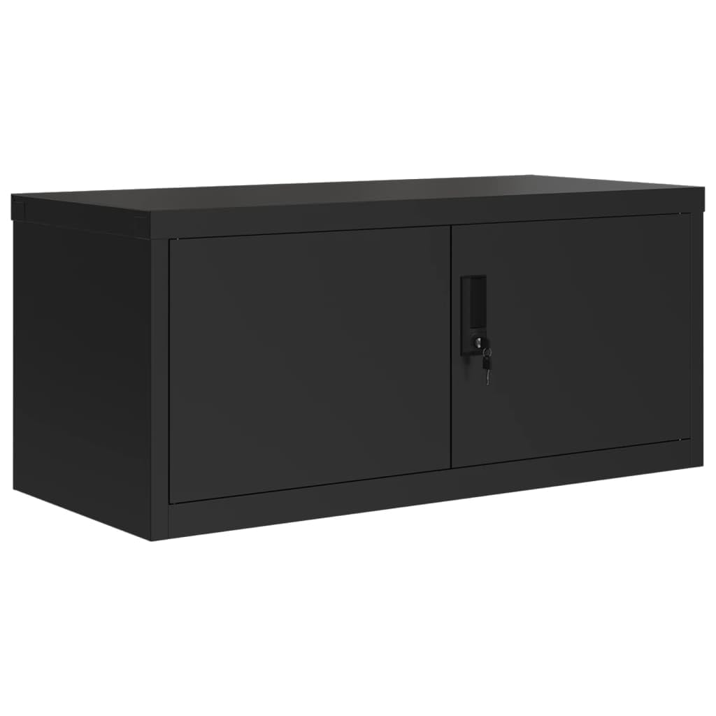 Armadio Classificatore in Acciaio per Documenti Ufficio con Serratura e Ripiano Regolabile, Nero 90x40x110 cm, Design Compatto per Archivio o Garage
