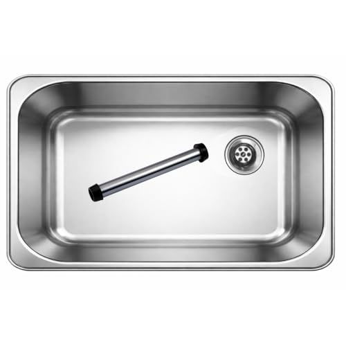 Gastro Spülbecken aus Edelstahl 50,5x30x20cm mit Ablaufventil & Standrohr