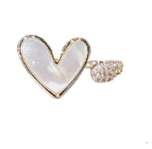 Awmnjtmgpw 18K gold love diamond Moonstone opal cubic zircon ring women's fashion fresh small jewelry ring birthday party wedding engagement ring opening adjustable