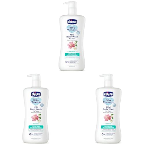 Image of Chicco Baby Moments Mild Body Wash Refresh, New Advanced Formula With Natural Ingredients, No Tears & Soap-Free, Mild Formula For Babys Body Wash, No Phenoxyethanol And Parabens (500Ml) (Pack of 3)