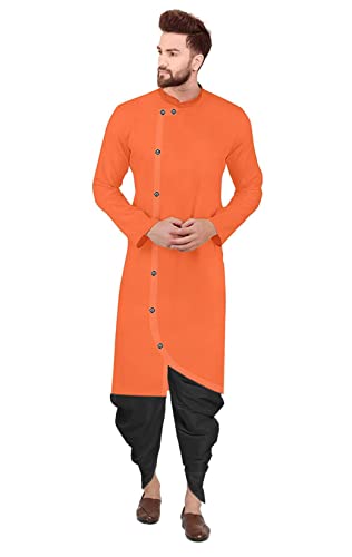 Image of Trustous Mens Cross Kurta Dhoti Set In Cotton