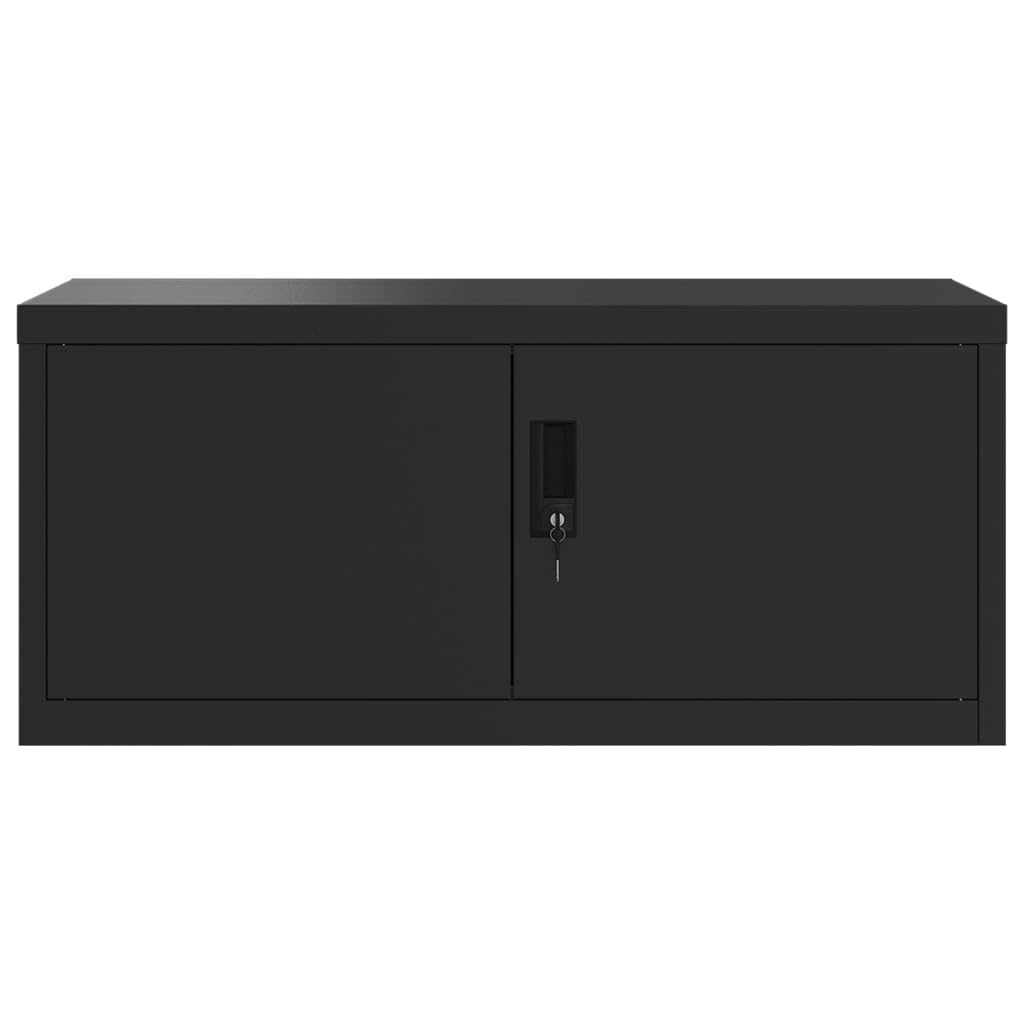 Armadio Classificatore in Acciaio per Documenti Ufficio con Serratura e Ripiano Regolabile, Nero 90x40x110 cm, Design Compatto per Archivio o Garage