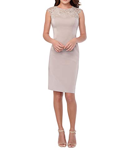 Royaldress Damen Elegante Etuikleider Satin Abendkleider Festkleider Fuer Hochzeit cocktailkleider knielang-34 Champagner Cover