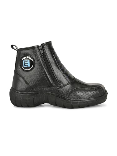 Image of Eego Italy Rider-4, Water Resistant Biker boot /Motorcycle riding boot, real leather upper & anti slip sole with steel toe protection, padded in socks, 3M Reflectors,lace free and walkable with shin and ankle protection RIDER-4-BLACK-10