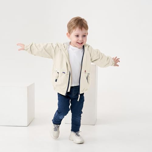 Image of Volunboy Toddler Boys Windbreaker Casual Outerwear Kids Lightweight Zip Hooded Jacket Baby Cute Dust Coat